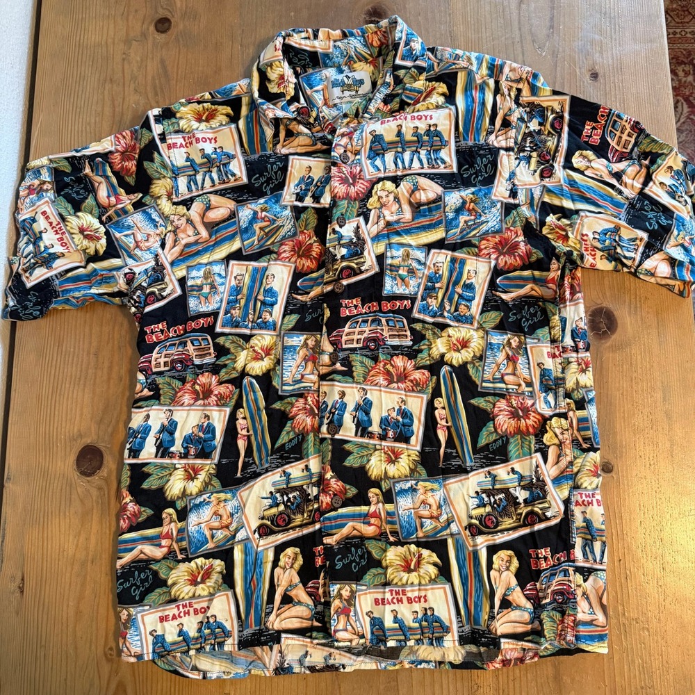 Vintage Reyn Spooner The Beach Boys Surfer Girl Hawaiian Shirt Rayon Mens Medium